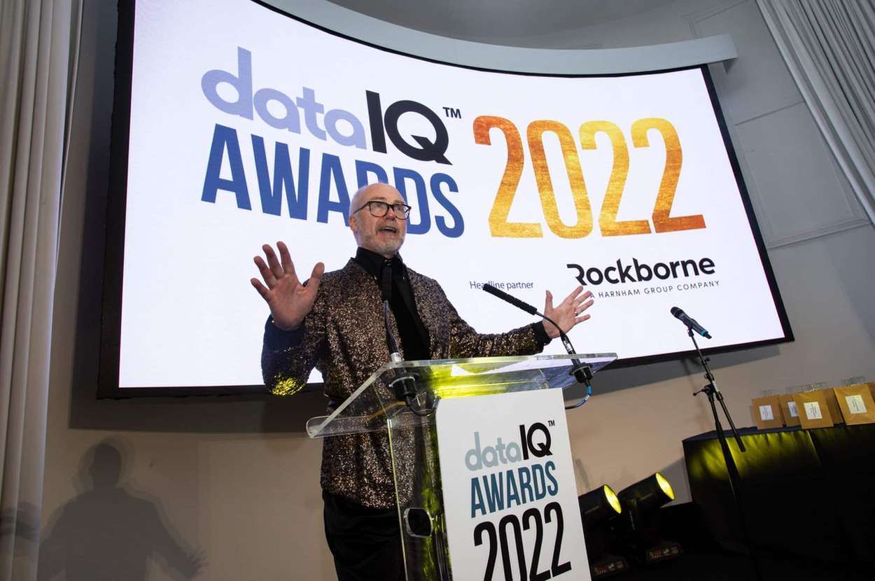 David Reed, Chief Knowldege Officer of DataIQ, speaks at the DataIQ awards.