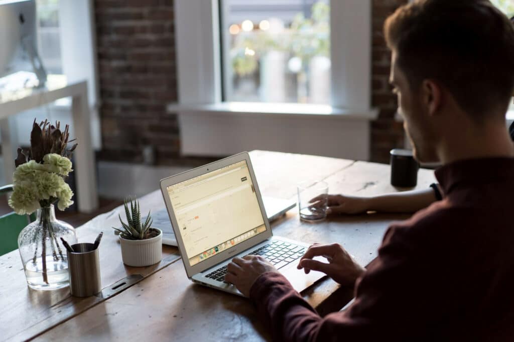 contract worker on laptop